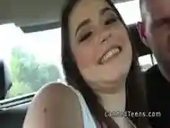 Brunette teen cuttie sucks and fucks in car