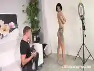 Cute Skinny Brunette Surprised A Photographer