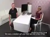 Male wanking while watching female agent