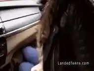 Teen in coat sucks and fucks in public