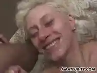 Amateur blonde girlfriend gangbang with bukkake