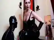 Bdsm Goddess Mistress Eva Latex Play With A Slave Femdom Cbt Toys Domina Leggins Gloves Heels Sexy