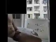 (real public) Flashing masturbating full naked in front neighborhood - open window