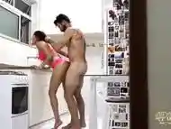 A very hot fuck in the kitchen. Sit in the next room and look!