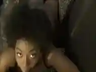 Amazing Afro Babe on White Cock
