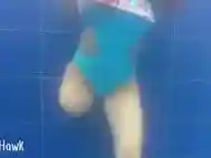 Amputee touches herself in the pool