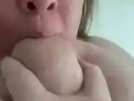 BBW Louka Louise sucking and kneading her own big soft titties