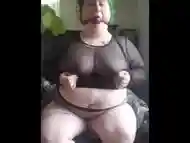 BBW Shows Off Body While Wearing Ball Gag