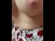 Beautiful natural tits, riding a cock and cum on tits. Romantic sex of a couple. POV