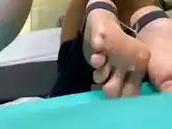 Black Yoga Girl Gets Fucks While Doing Yoga on Her Yoga Mat & Bare Feet Out