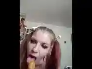 Blowjob with condom on and my tiny tit slut has her pigtails up mmmm