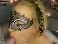 Blue eyed blonde gives BEST Deep Throat blowjob in a bubble bath