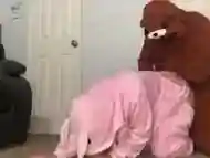 Bunny onesie spanked and fucked by bear