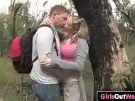 Busty Aussie blonde fucked outdoors