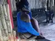 Cock massage outside in the village