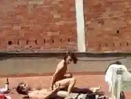 Couple Filmed Fucking in the Terrace Outside