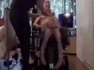 Cripple transfers to wheelchair naked