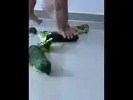 Cucumbers crush under my toes