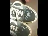 Cum explosion after fucking her divine blue and white Vans Old Skool