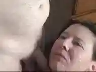 Cum worship - cock worship after receiving huge creamy facial