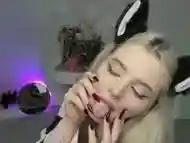 Cute amateur anime girl play with spit and tongue! Her kitty ears are sexy!