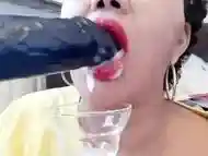 Deep Throat Slut Plays Bukkake With Real Thick Cum