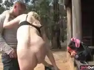 Dirty Australian blonde tourist fucked in the bush