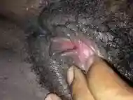 Ebony teen wet clit stimulation (hairy pussy)