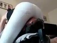 Facesitting and smothering the face chair in white Jean''s! Sexy Fullweight faceseat!!