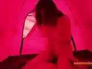 Facesitting in the camping tent - Eating her beautiful Chinese pussy