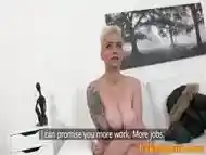 Fake Agent Massive tits short hair babe loves agent cock