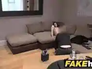 Fake Agent UK Petite teen gets cum splattered face on casting couch