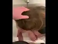 Filthy slut driinks piss while sucking cock, til she can''t swallow any more