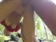 Forest bike ride ends with blowjob and fucking until girl''s peeing