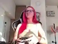 Gamer girl cums on banned Twitch livestream! Cum countdown and nip slip