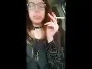 Goth Chick Smoking In Her Friends Minivan