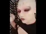 Goth girl razor shaves head bald for you