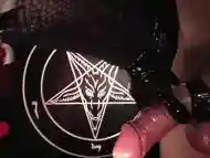 Handjob in latex gloves - a tribute to Baphomet