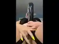 High Heels and Big Tits Plays with Strap-On and Creamy Pussy