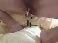 Horny pussy hole clamped shut 1