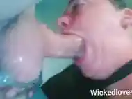 Huge dick sloppy deepthroat blowjob