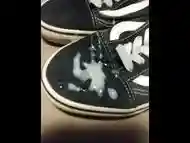 I fuck her black Vans Old Skool and shoot a thick load on them