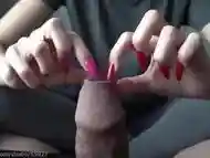 Long nails play with FORESKIN