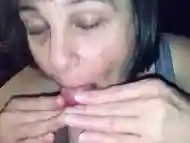 Mature Hot Wife sucking our friends cock dry while I watch and comment