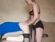 Mistress strap on guy slave in the ass