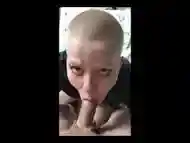 My bald gf Vilu makes selfie video of sucking my dick and cum on her face