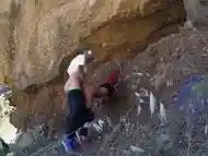 Outdoor sex. Tourist Couple fuck doggystyle in the mountains Canarias