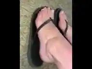 POV Flip Flops Showing Off Skinny Feet and Toes