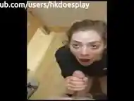 Pizza Girl Gives a Quick Blowjob Whilst There''s a Family Changing Next Door