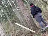 Pregnant BBW gets a huge creampie in a nature park